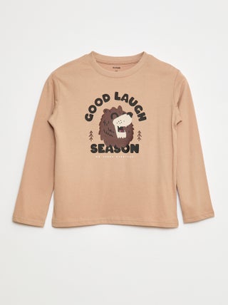 T-shirt met print en lange mouw