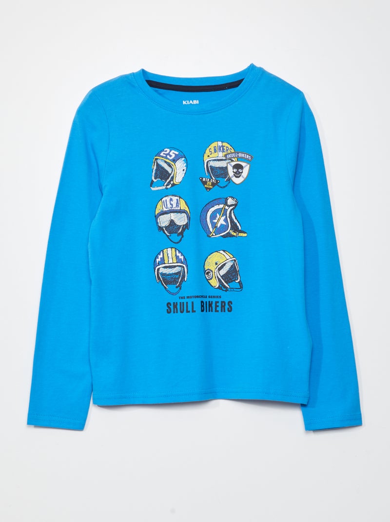 T-shirt met print en lange mouw BLAUW - Kiabi