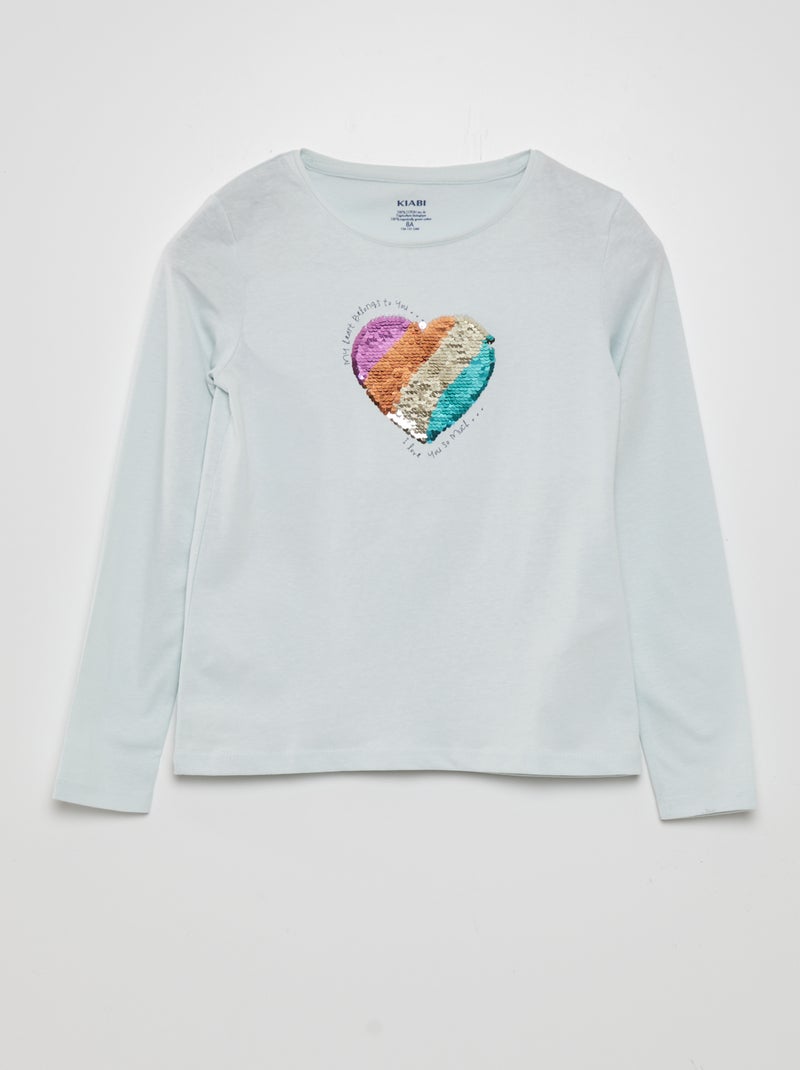 T-shirt met print en lange mouw BLAUW - Kiabi