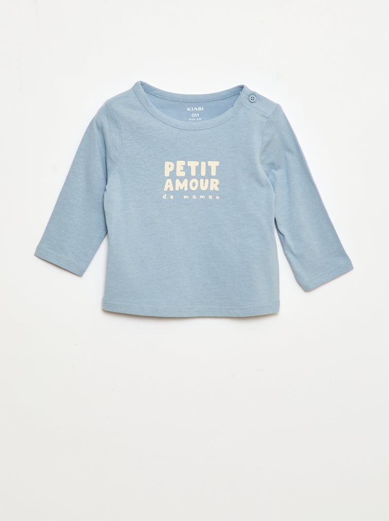 T-shirt met print en lange mouw Blauw - Kiabi