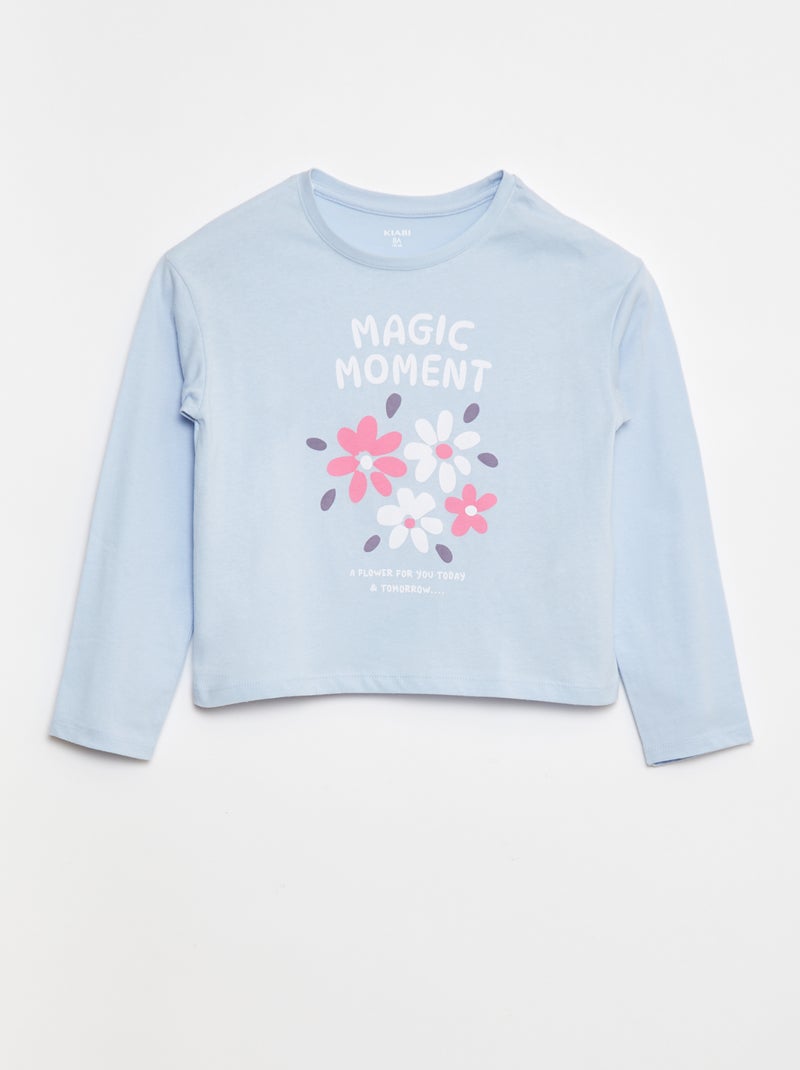 T-shirt met print en lange mouw Blauw - Kiabi
