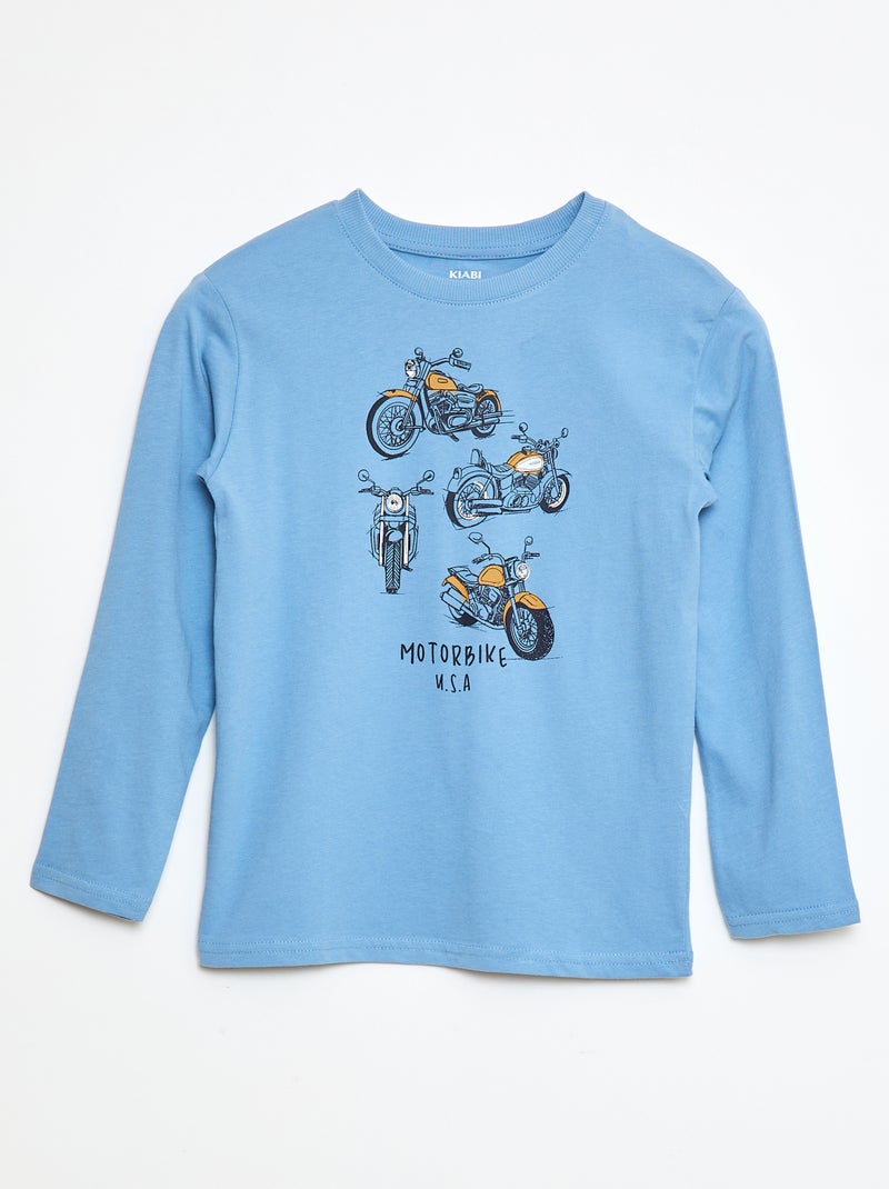 T-shirt met print en lange mouw Blauw - Kiabi