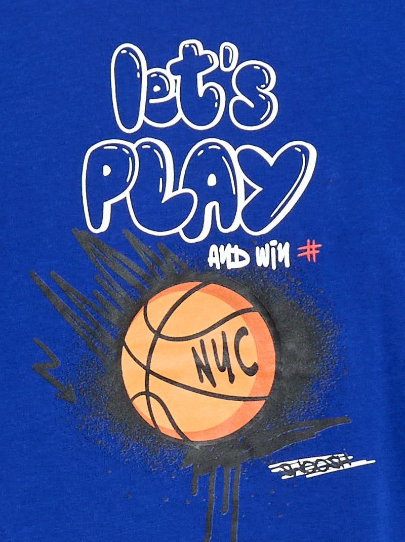 T-shirt met print en lange mouw Blauw - Kiabi