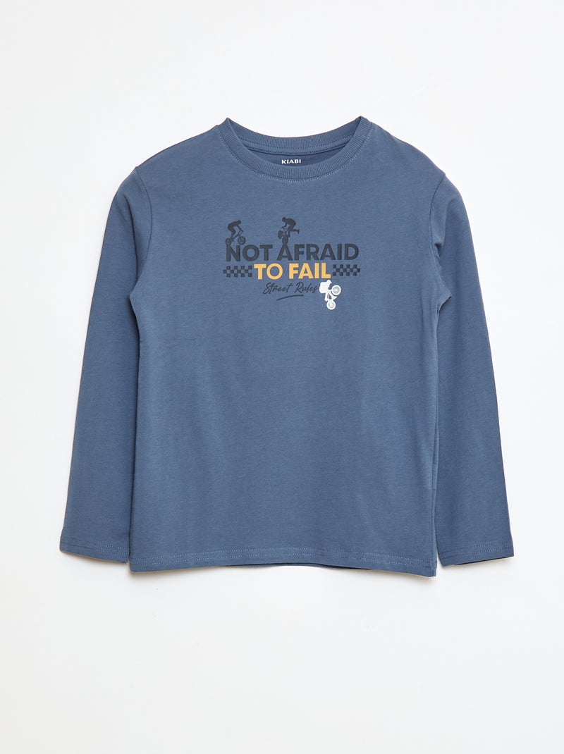 T-shirt met print en lange mouw Blauw - Kiabi