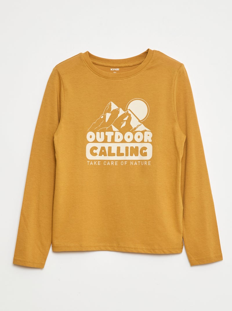 T-shirt met print en lange mouw Geel - Kiabi
