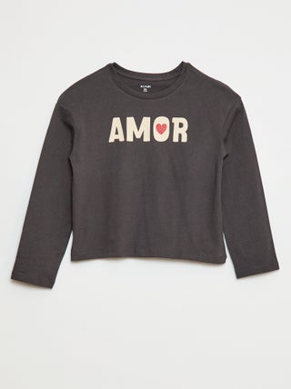 T-shirt met print en lange mouw