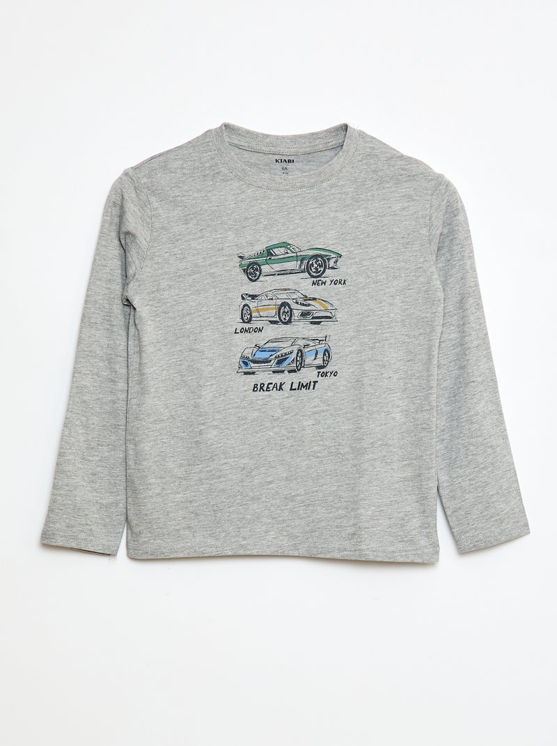 T-shirt met print en lange mouw Grijs - Kiabi
