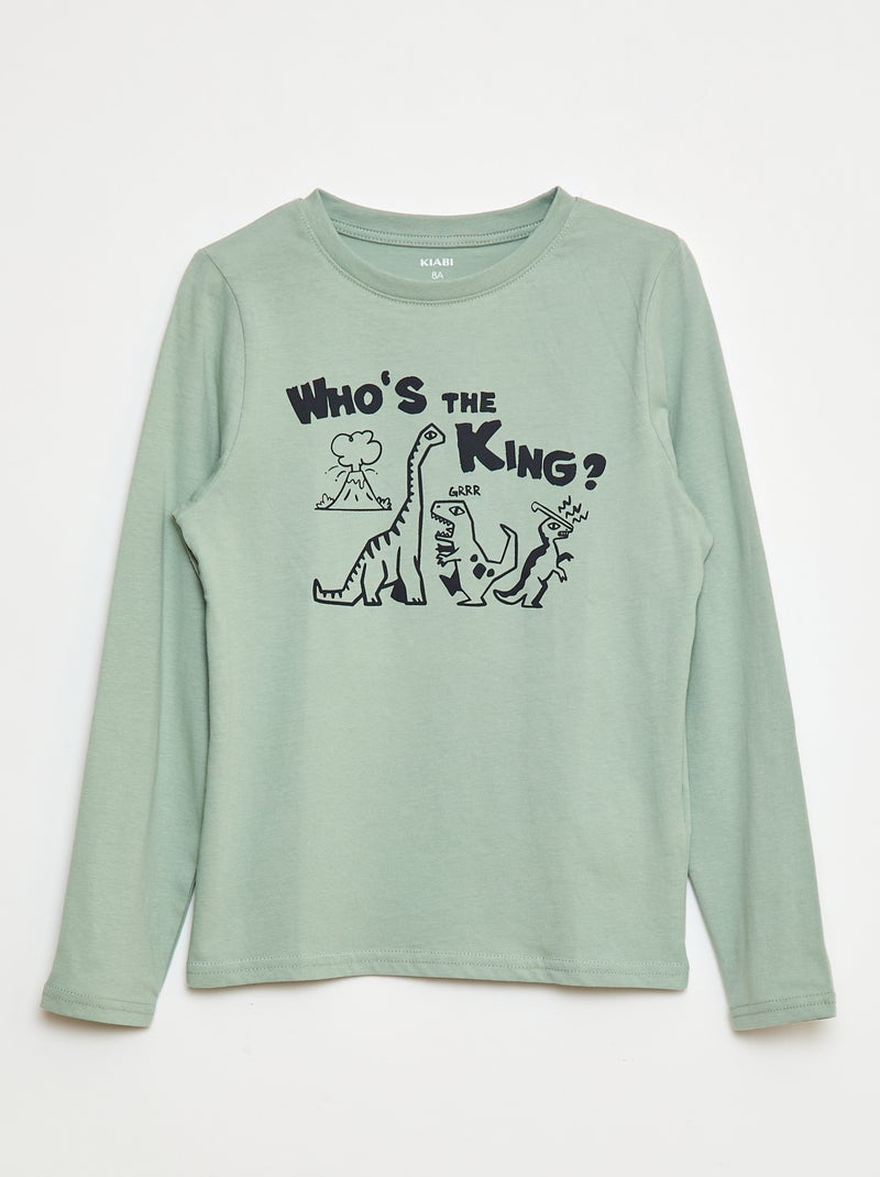 T-shirt met print en lange mouw Groen - Kiabi