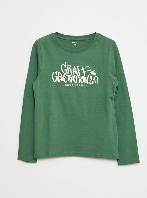 T-shirt met print en lange mouw - Kiabi