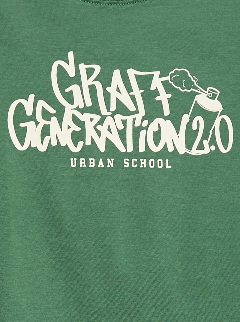 T-shirt met print en lange mouw Groen - Kiabi