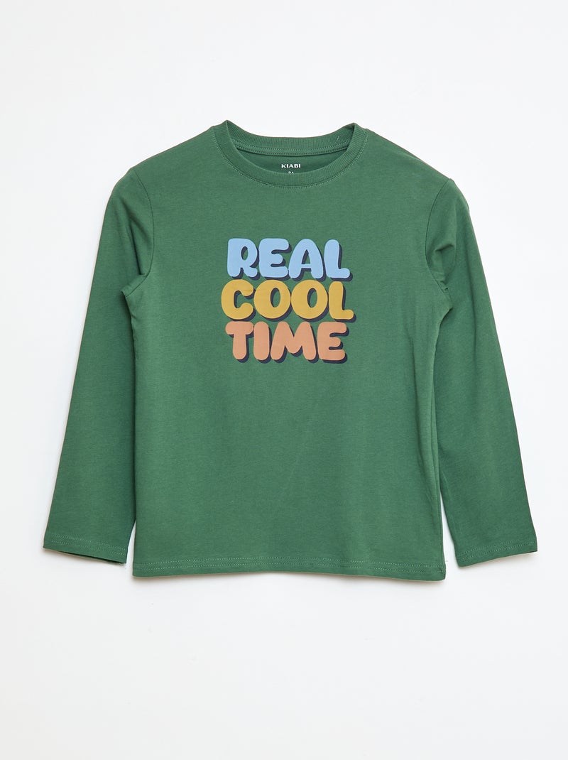T-shirt met print en lange mouw Groen - Kiabi