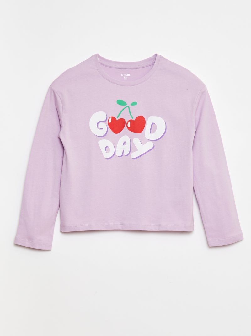 T-shirt met print en lange mouw Paars - Kiabi
