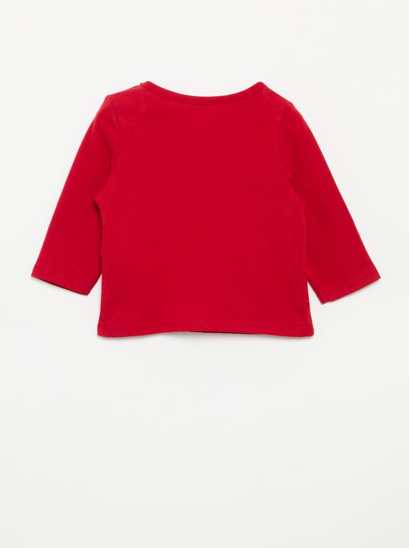 T-shirt met print en lange mouw Rood - Kiabi