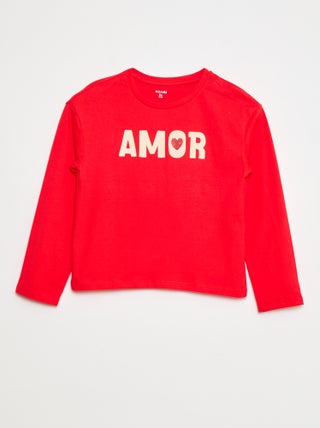 T-shirt met print en lange mouw