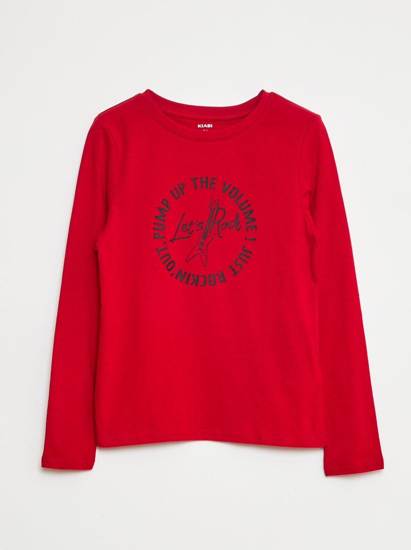 T-shirt met print en lange mouw Rood - Kiabi