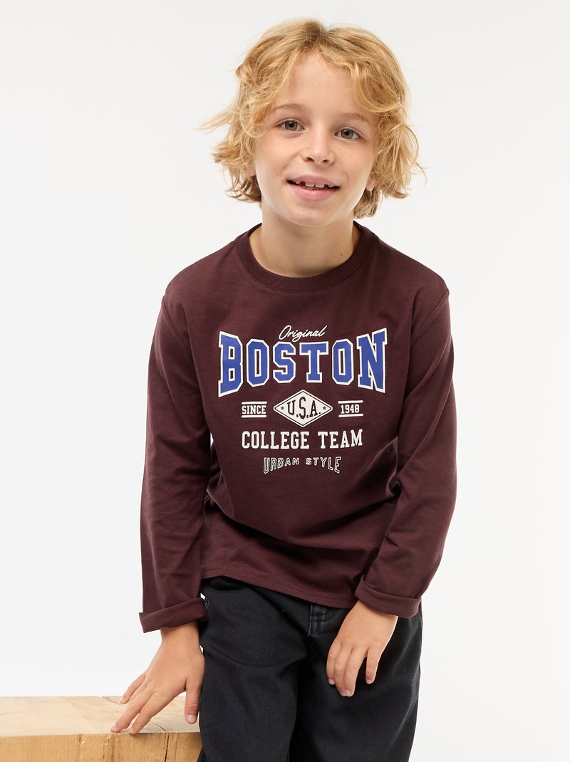 T-shirt met print en lange mouw Rood - Kiabi