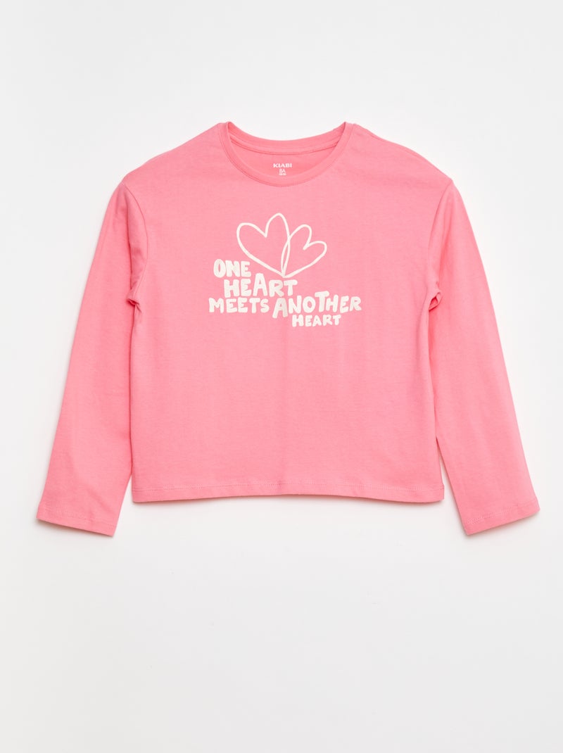 T-shirt met print en lange mouw Rose - Kiabi