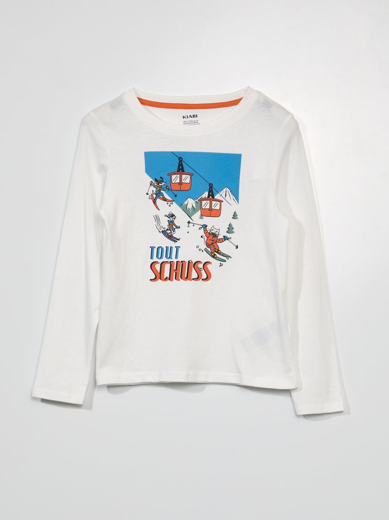 T-shirt met print en lange mouw WIT - Kiabi