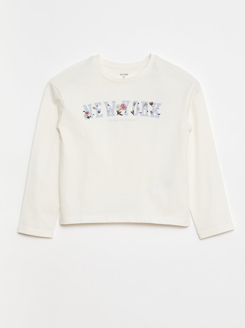 T-shirt met print en lange mouw Wit - Kiabi