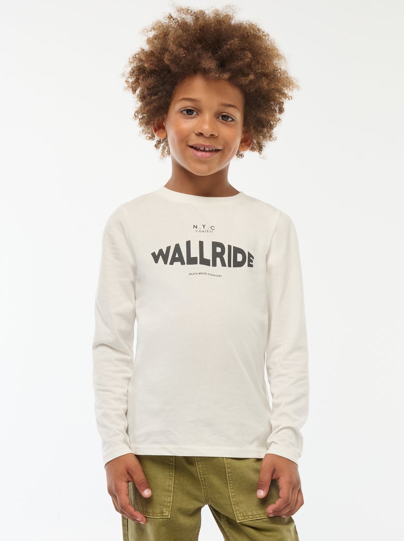 T-shirt met print en lange mouw Wit - Kiabi