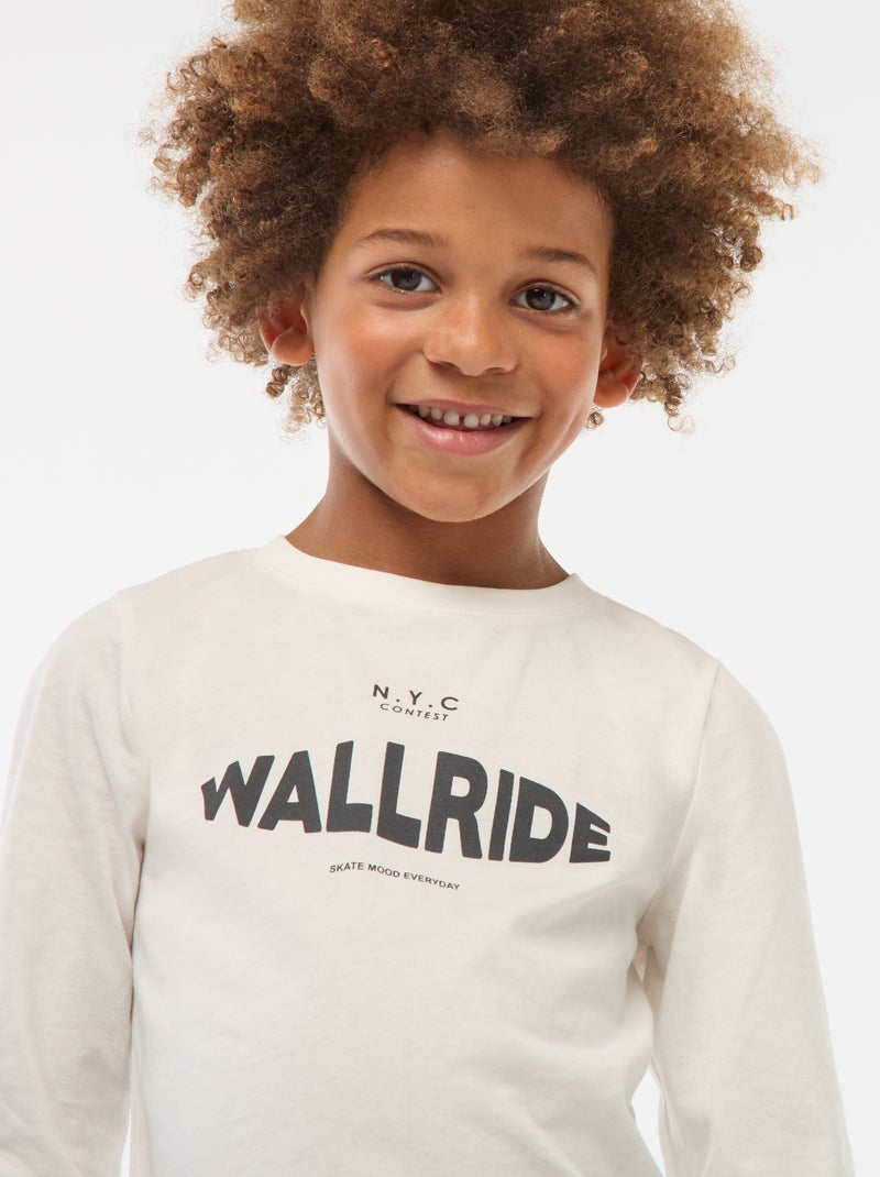 T-shirt met print en lange mouw Wit - Kiabi