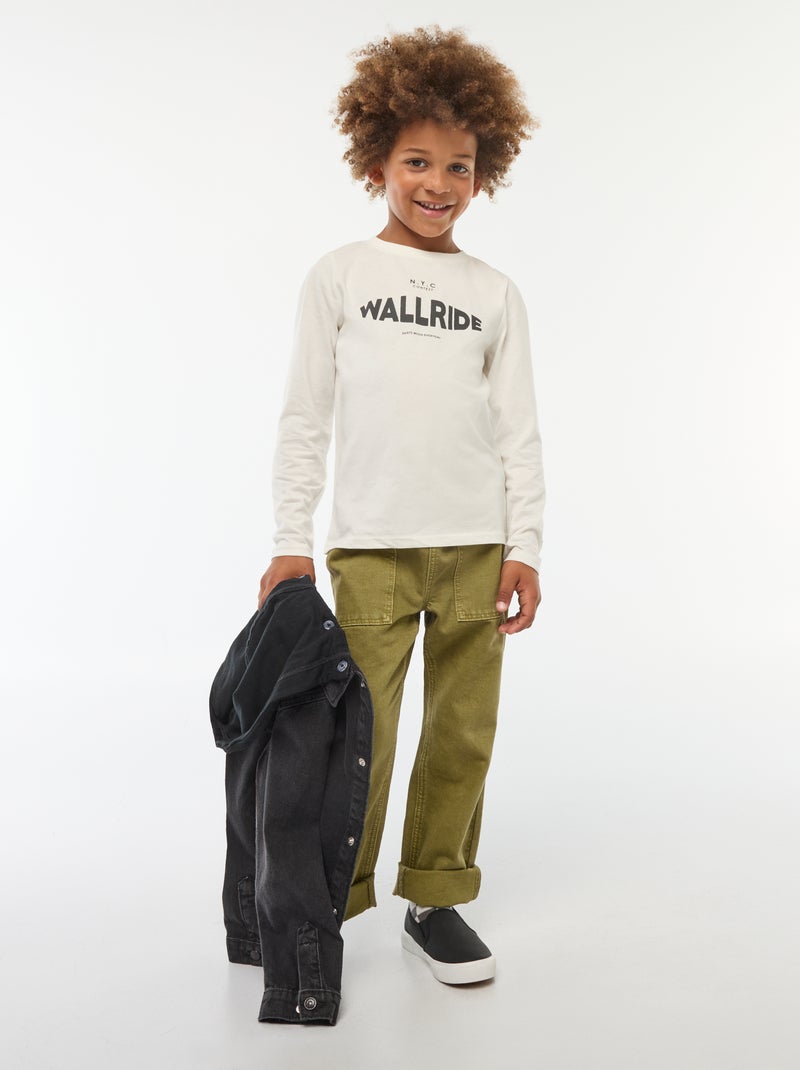T-shirt met print en lange mouw Wit - Kiabi