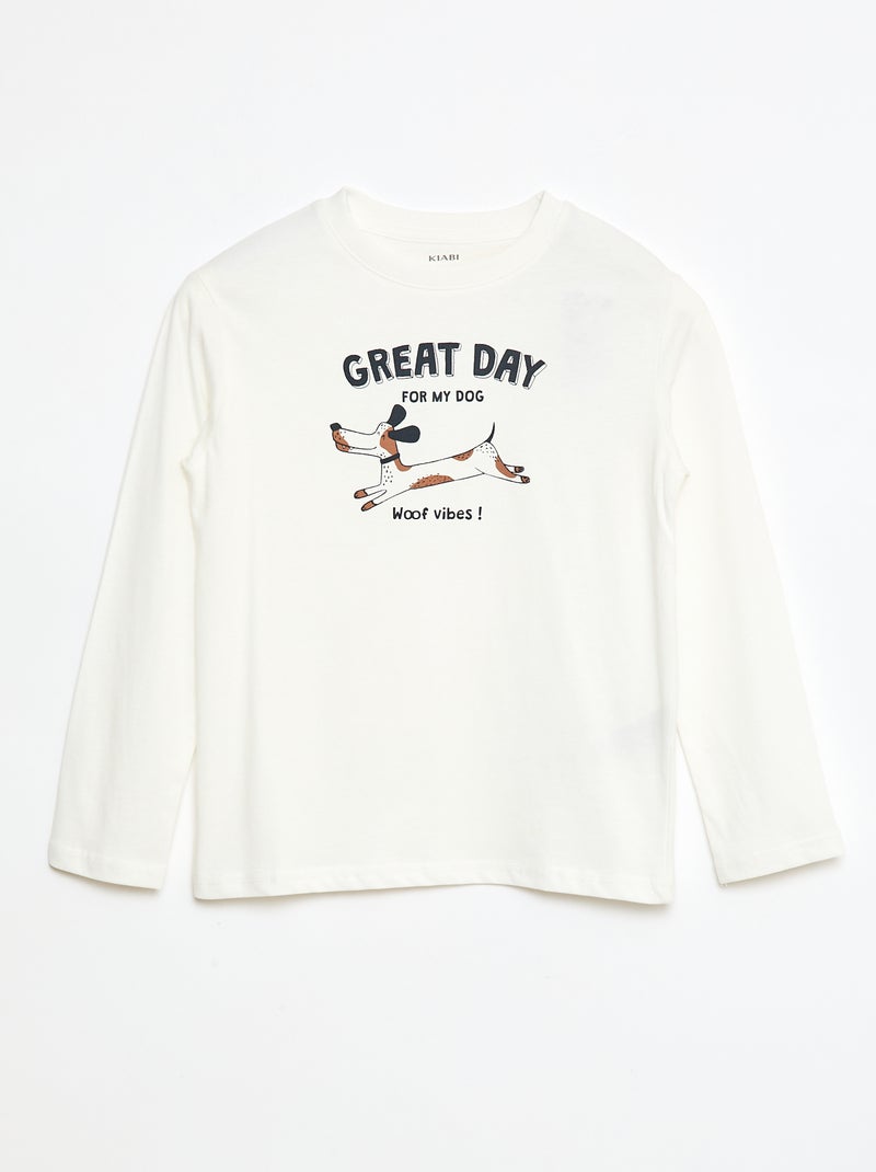 T-shirt met print en lange mouw Wit - Kiabi