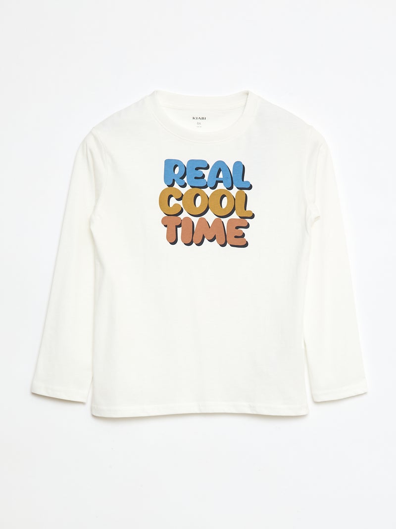 T-shirt met print en lange mouw Wit - Kiabi