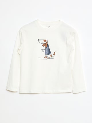 T-shirt met print en lange mouw