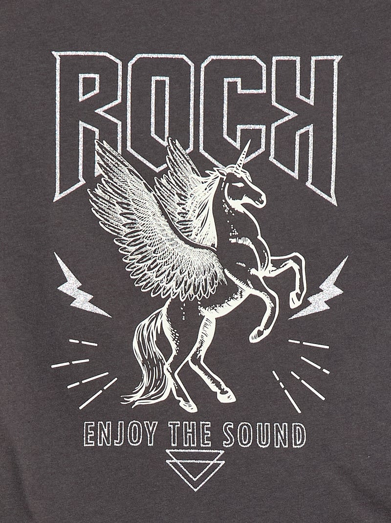 T-shirt met print en lange mouw Zwart - Kiabi