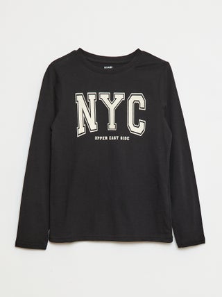 T-shirt met print en lange mouw
