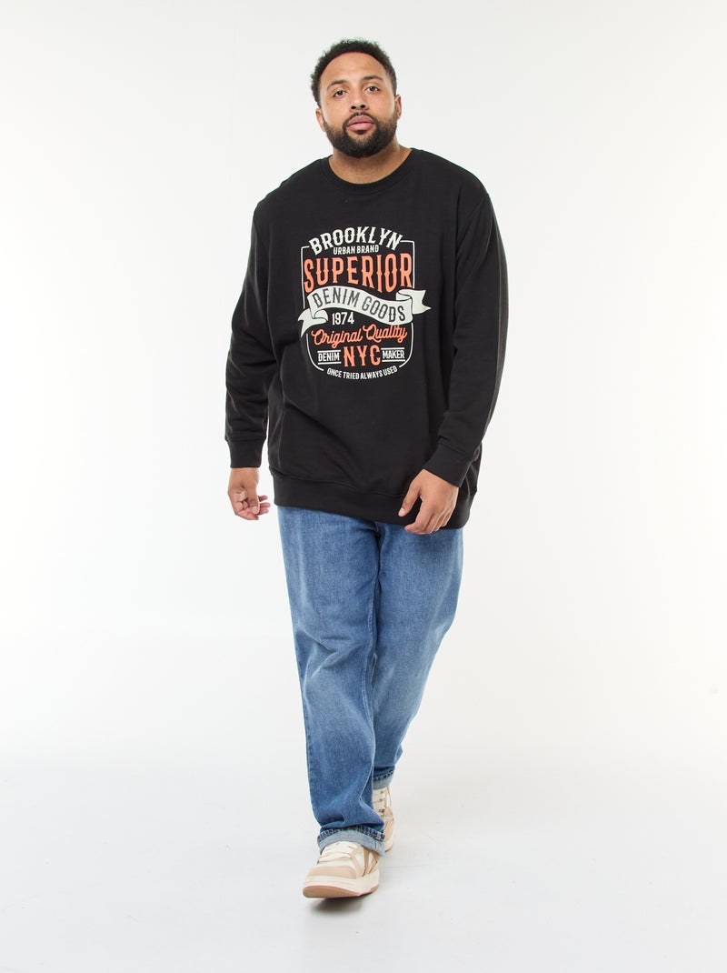 T-shirt met print en lange mouwen Zwart - Kiabi