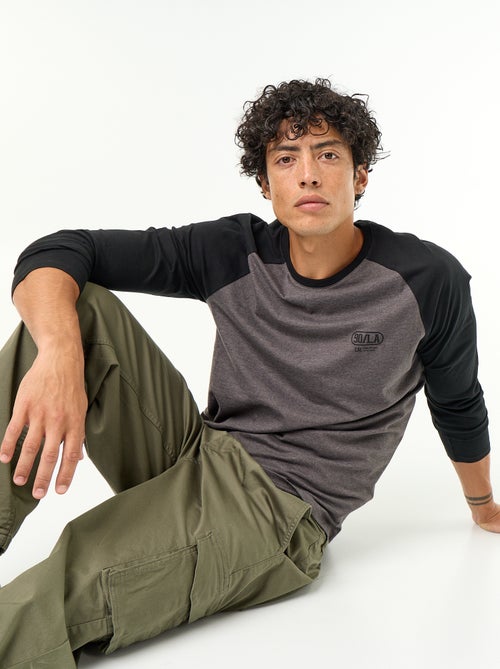 T-shirt met print en lange raglanmouwen - Kiabi