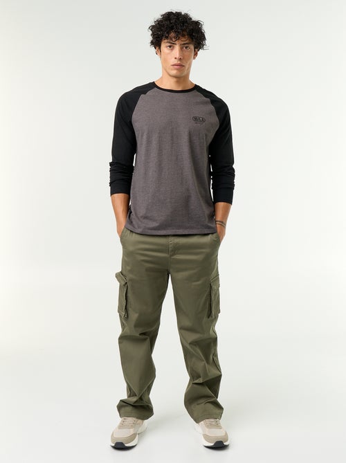 T-shirt met print en lange raglanmouwen - Kiabi