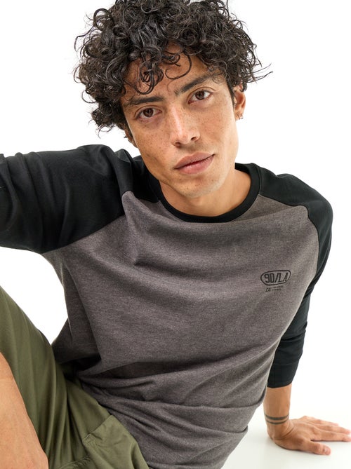 T-shirt met print en lange raglanmouwen - Kiabi