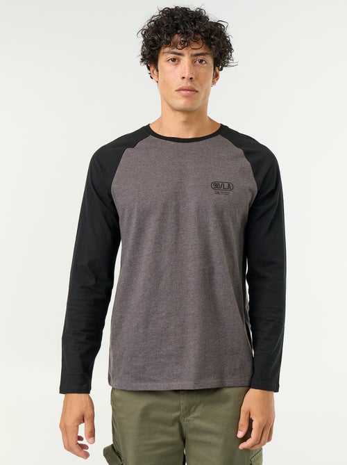 T-shirt met print en lange raglanmouwen - Kiabi