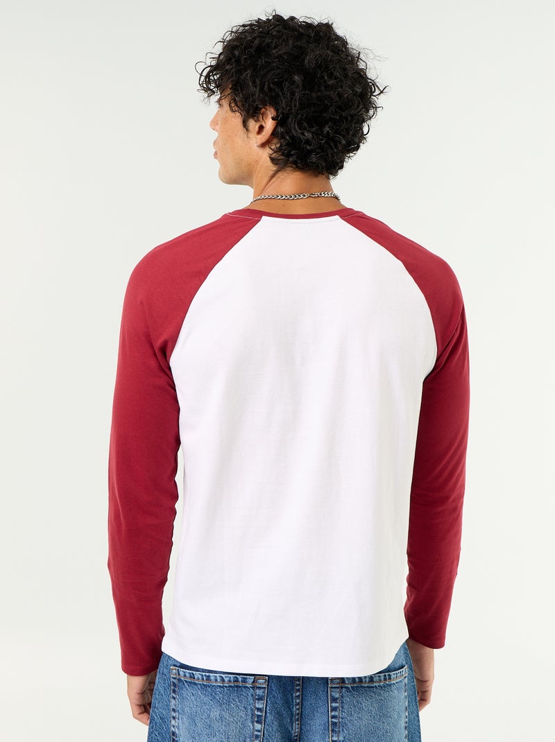 T-shirt met print en lange raglanmouwen Rood - Kiabi