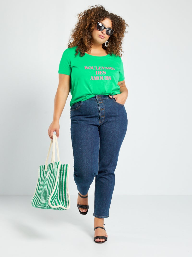 T-shirt met print en ronde hals GROEN - Kiabi