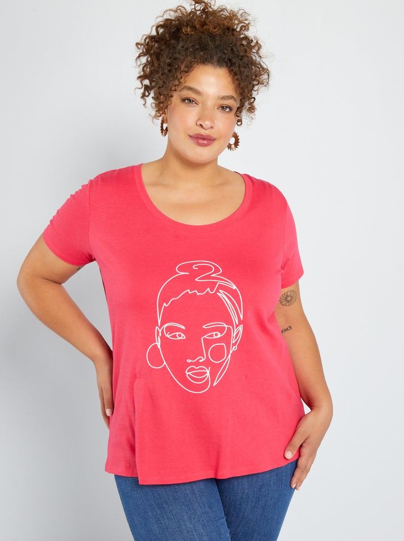 T-shirt met print en ronde hals ROSE - Kiabi