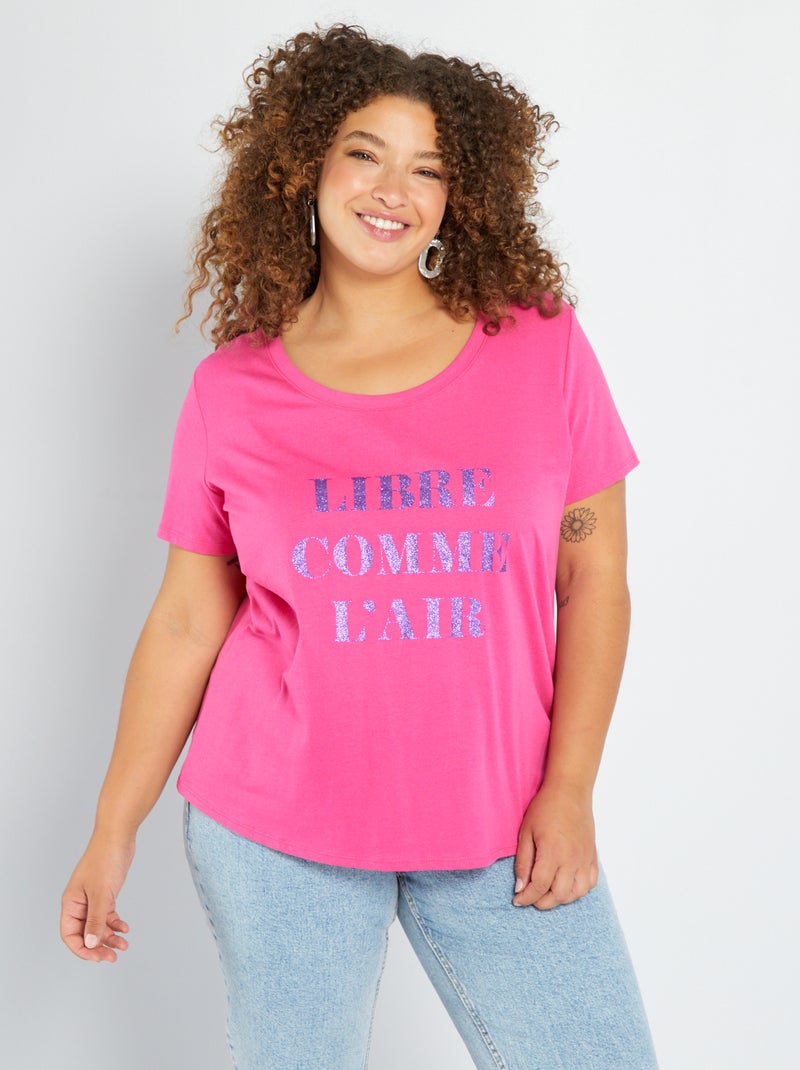 T-shirt met print en ronde hals ROSE - Kiabi