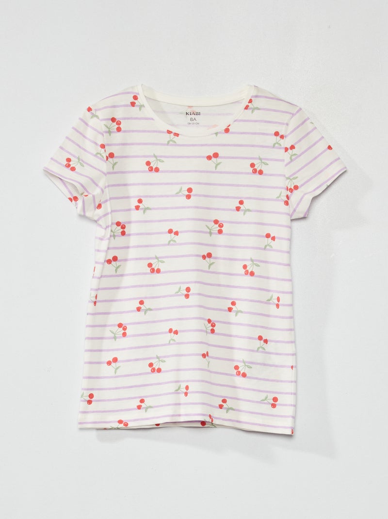 T-shirt met print en ronde hals WIT - Kiabi