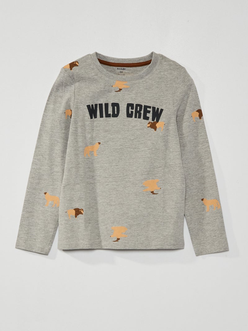 T-shirt met print GRIJS - Kiabi
