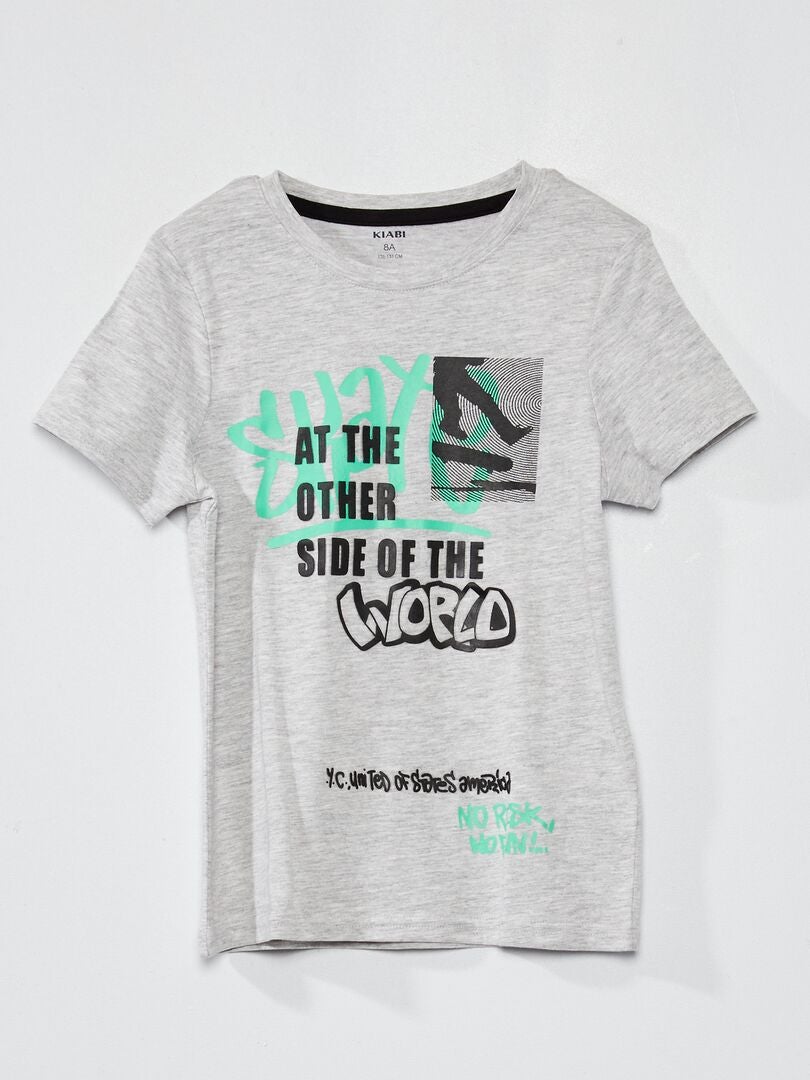T-shirt met print GRIJS - Kiabi