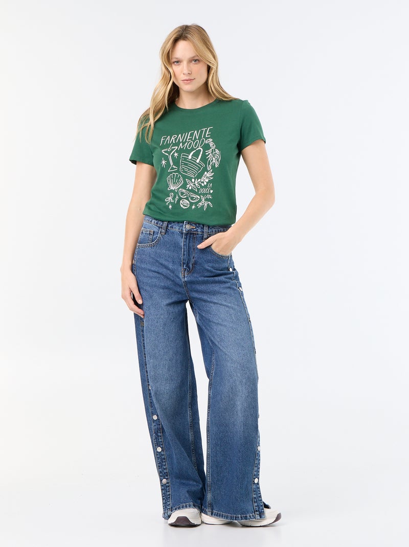 T-shirt met print Groen - Kiabi