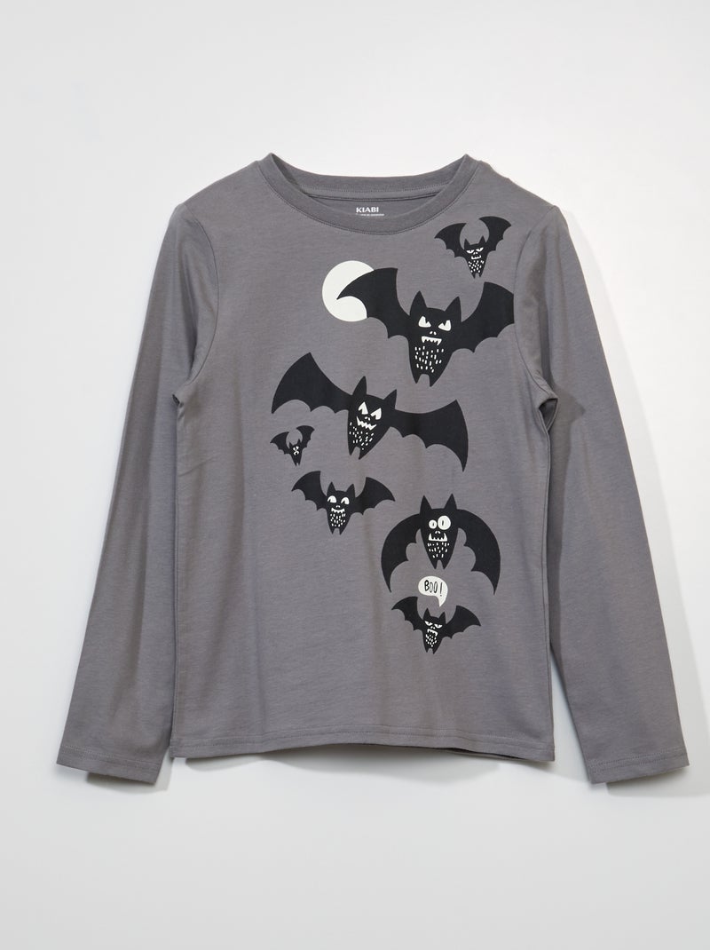 T-shirt met print 'Halloween' GRIJS - Kiabi