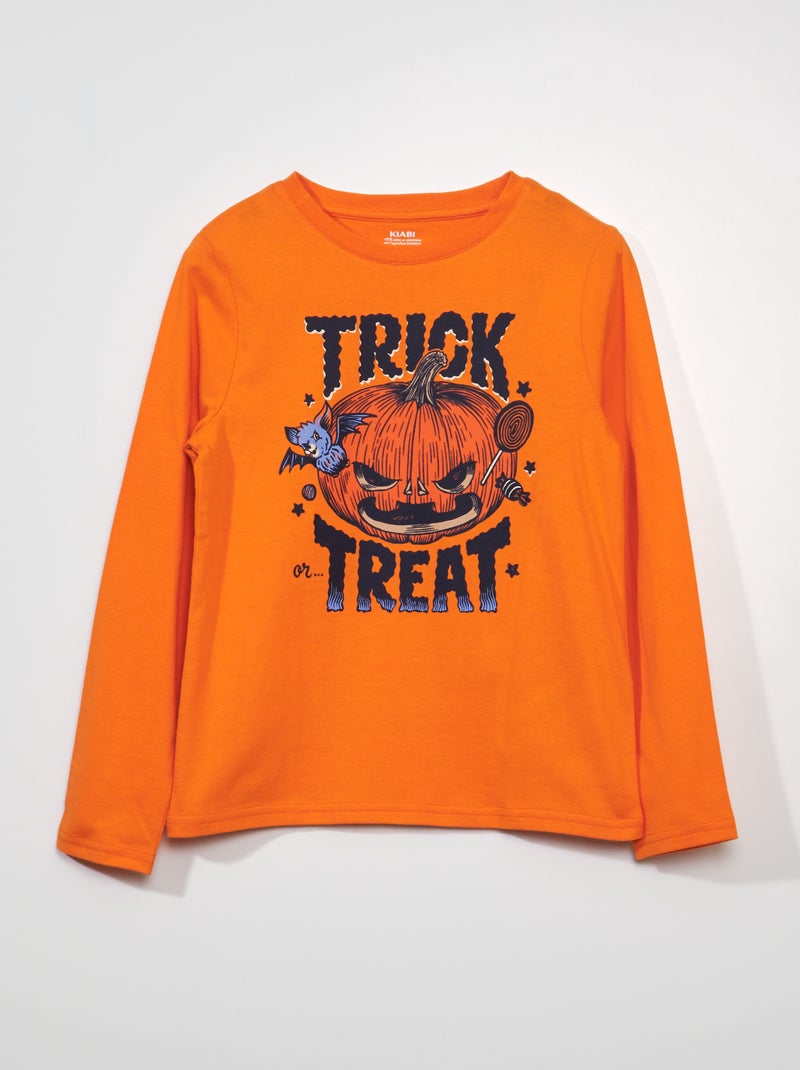 T-shirt met print 'Halloween' ORANJE - Kiabi