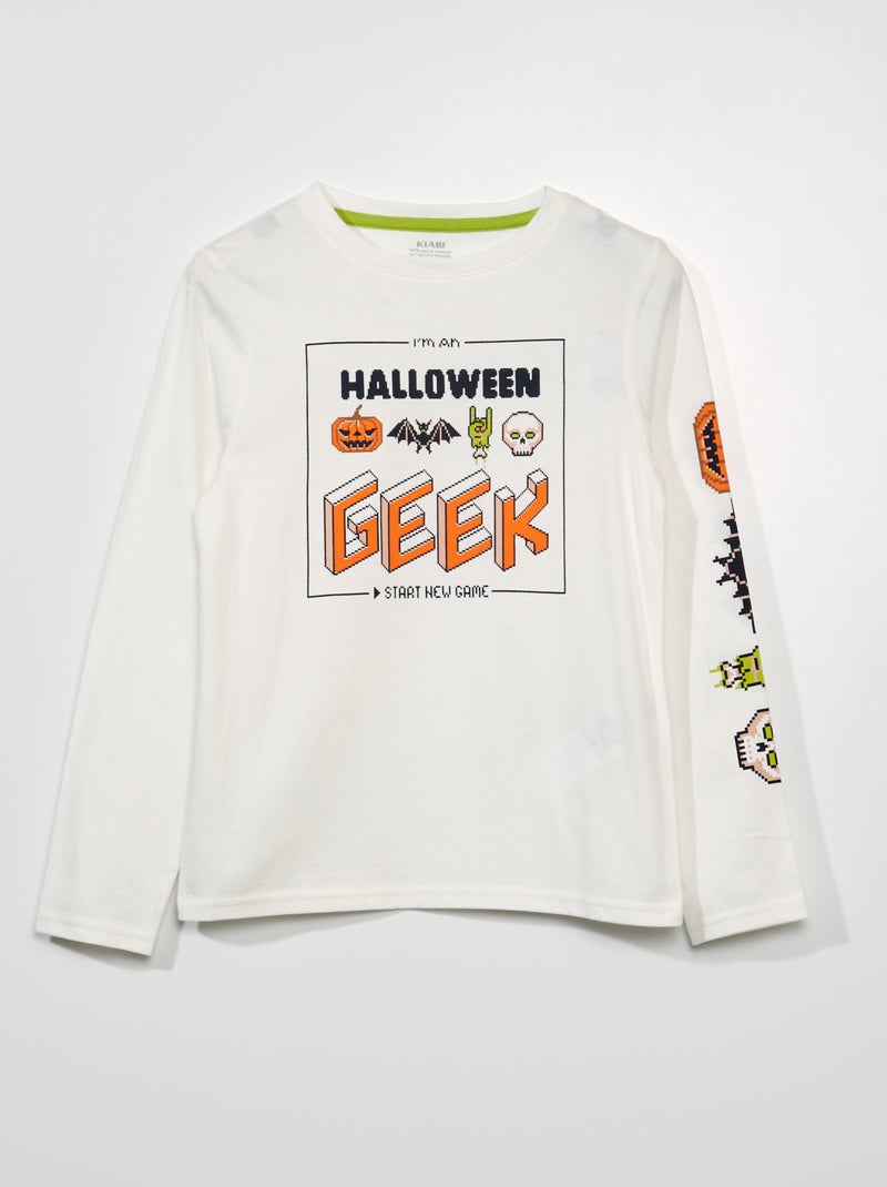 T-shirt met print 'Halloween' WIT - Kiabi