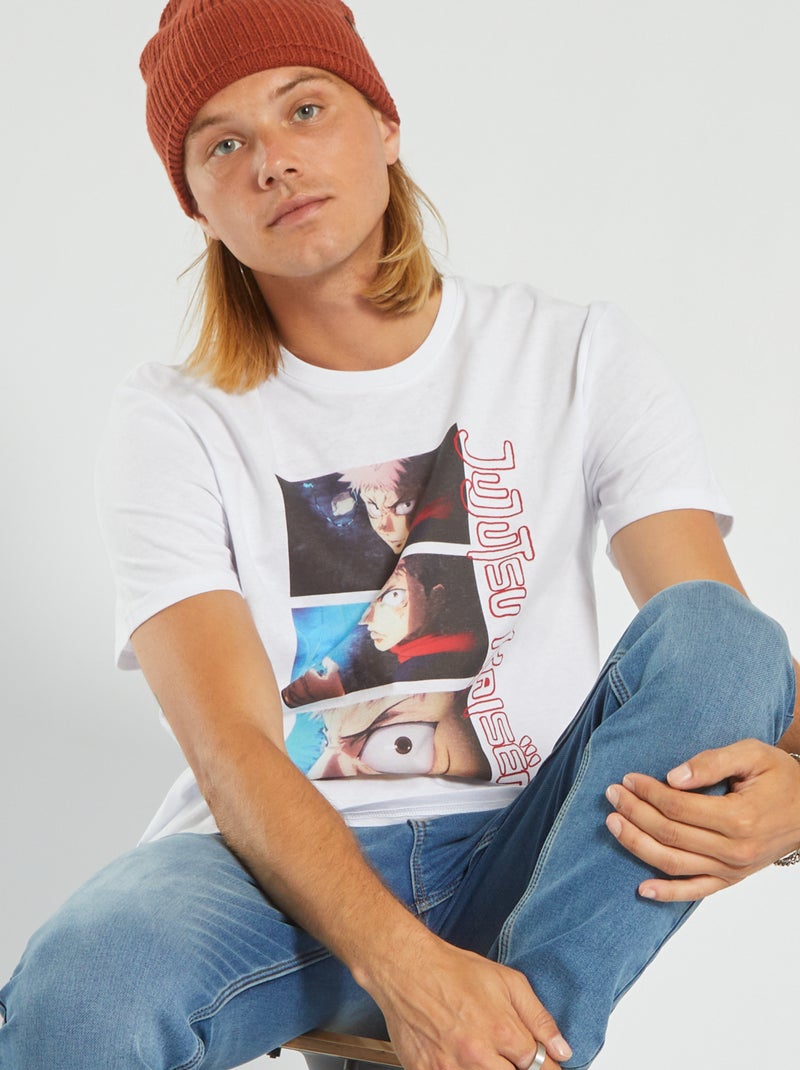 T-shirt met print 'Jujutsu Kaisen' wit - Kiabi