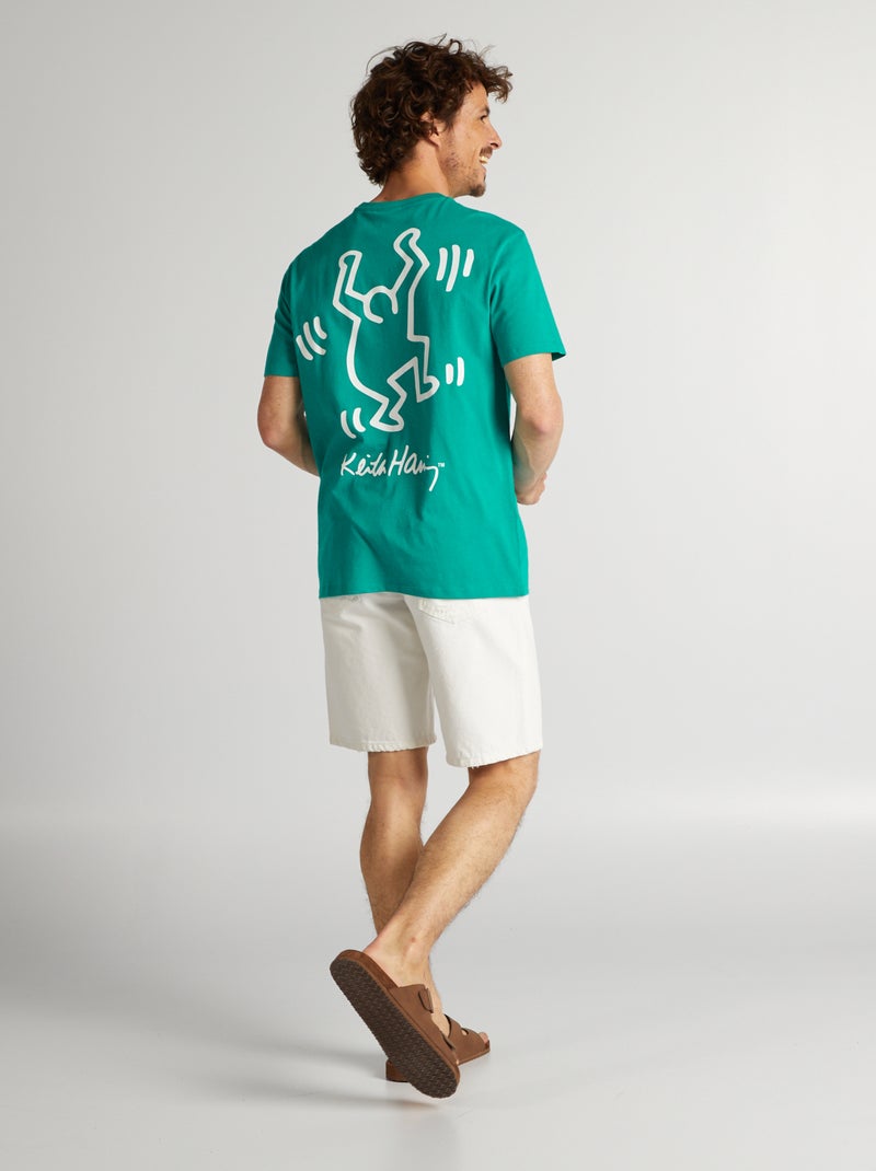 T-shirt met print 'Keith Haring' groen - Kiabi