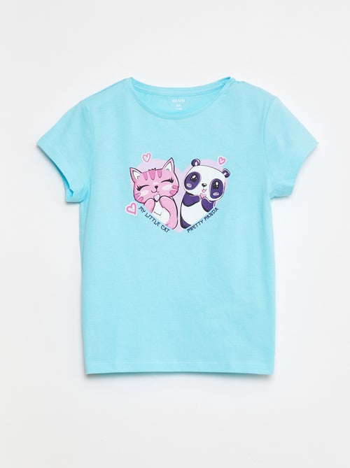 T-shirt met print, korte mouw en ronde hals - Kiabi